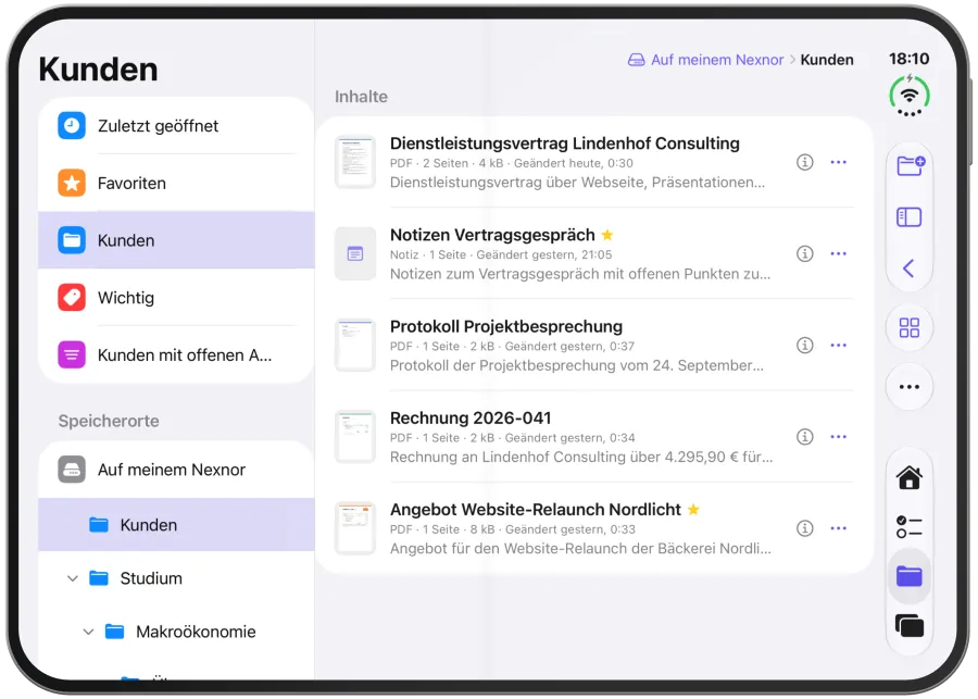 The “Sort and Filter” menu with sort order, kind and description.