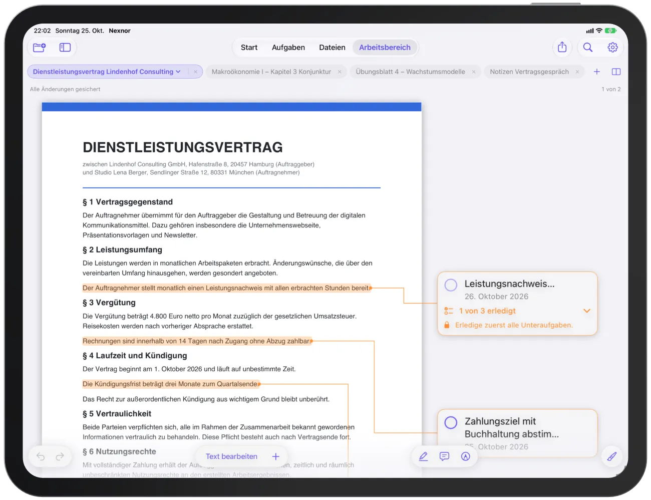 Ein geöffneter PDF-Treffer mit gelb hervorgehobenen Suchwörtern auf der Seite.