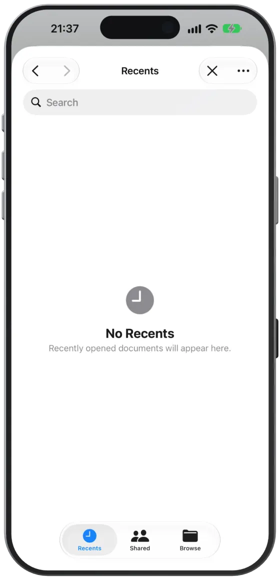 The file picker for importing a PDF.