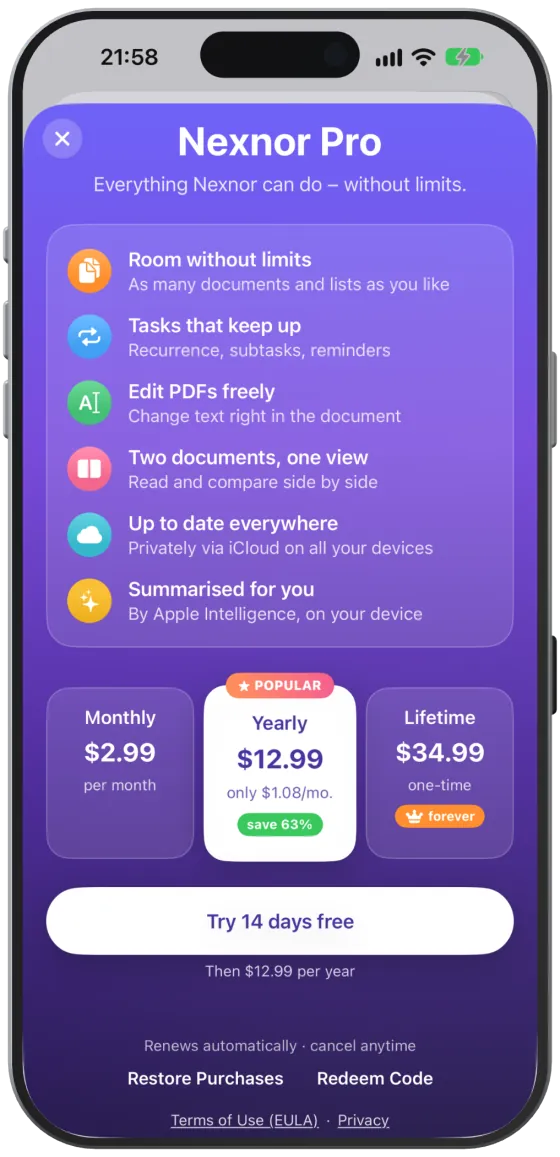 The Nexnor Pro overview with its benefits and the Monthly, Yearly and Lifetime plans.