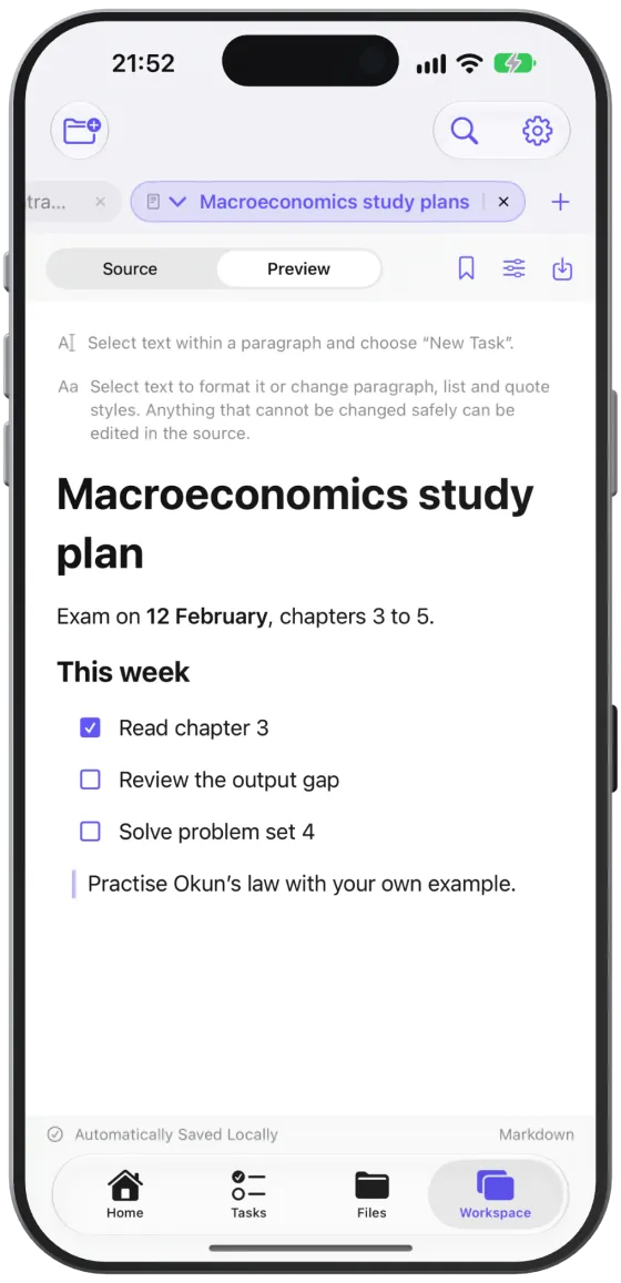 A Markdown document in the preview.